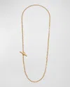 MARCO DAL MASO MEN'S ULYSSES HAND ETCHED LINK LARIAT NECKLACE IN GOLD, 57MM