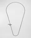 MARCO DAL MASO MEN'S ULYSSES HAND ETCHED LINK LARIAT NECKLACE IN SILVER, 62MM
