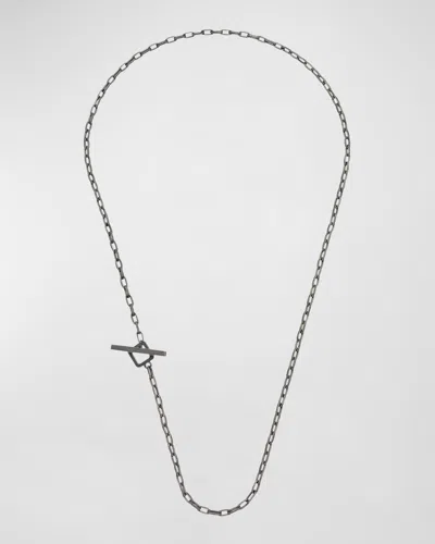 Marco Dal Maso Men's Ulysses Hand Etched Link Lariat Necklace In Silver, 62mm In Oxidized Silver