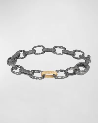 Marco Dal Maso Men's Warrior Link Bracelet With Gold Clasp In Silver/gold
