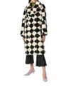 Marco De Vicenzo Diamond Check Faux Fur Coat In Black/cream In Black
