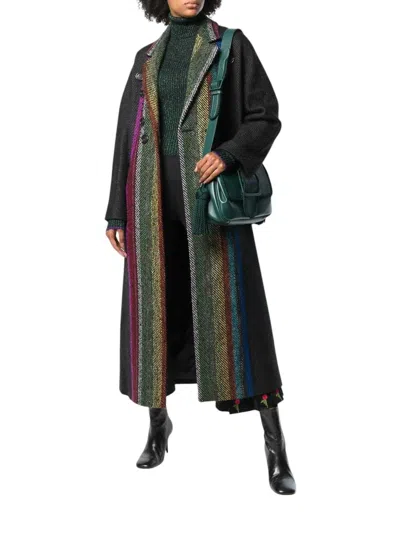 Marco De Vicenzo Runway Wool Blend Striped Long Coat In Multicolor