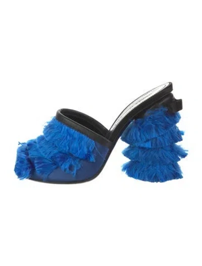 Pre-owned Marco De Vincenzo Bow Accents Mules In Blue