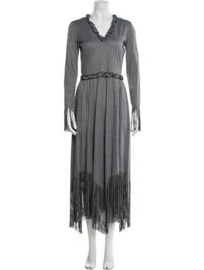 Pre-owned Marco De Vincenzo Cashmere Long Dress In Gray