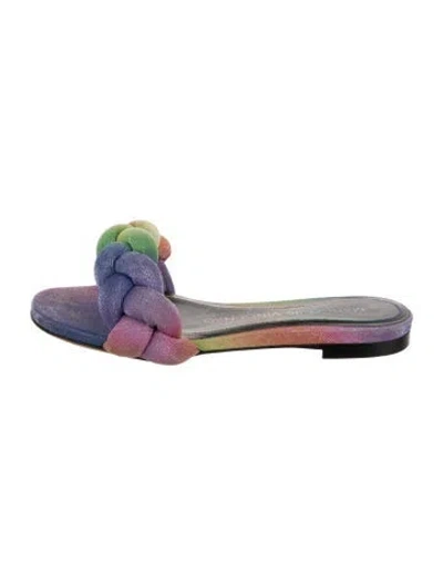 Pre-owned Marco De Vincenzo Colorblock Pattern Braided Accents Slides In Purple