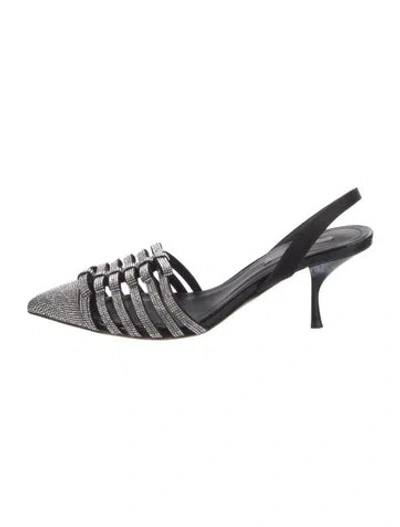 Pre-owned Marco De Vincenzo Crystal Slingback Pumps In Black