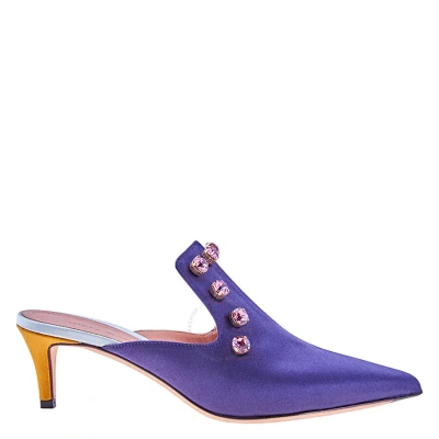 Marco De Vincenzo Middle Heel Pump Navy In Navy/yellow