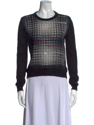 Pre-owned Marco De Vincenzo Mohair Plaid Print Sweater In Black