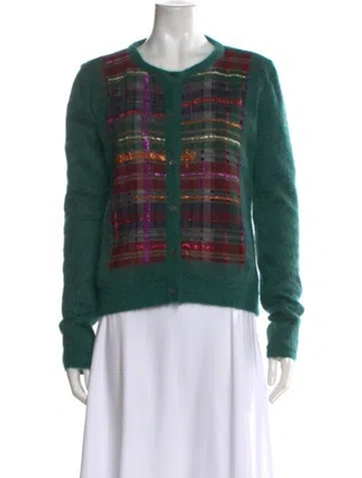 Pre-owned Marco De Vincenzo Mohair Plaid Print Sweater In Green