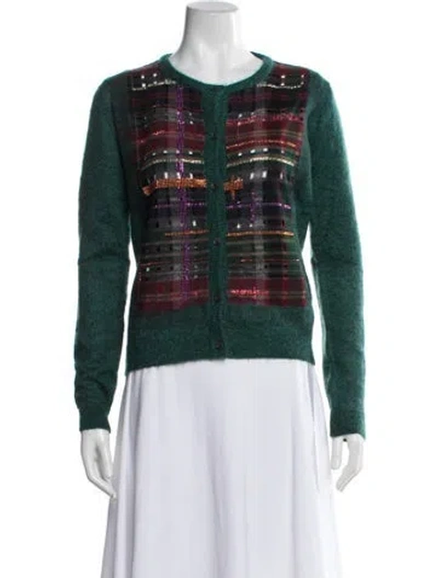 Pre-owned Marco De Vincenzo Mohair Plaid Print Sweater W/ Tags In Green