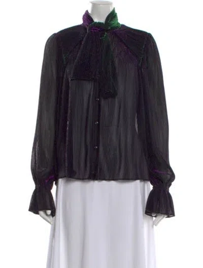 Pre-owned Marco De Vincenzo Nylon Tie Neck Blouse In Black