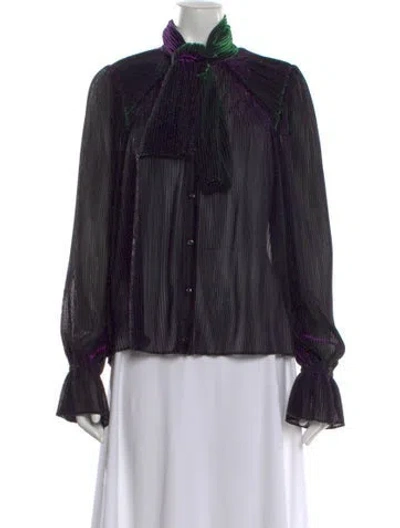 Pre-owned Marco De Vincenzo Nylon Tie Neck Blouse In Black