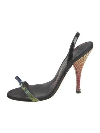 Pre-owned Marco De Vincenzo Patent Leather Colorblock Pattern Slingback Sandals In Black