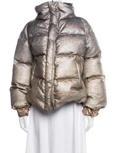 Pre-owned Marco De Vincenzo Patterned Down Jacket In Metallic/purple