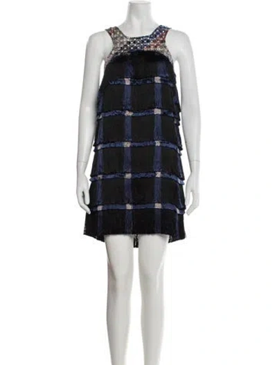 Pre-owned Marco De Vincenzo Patterned Mini Dress In Black/blue