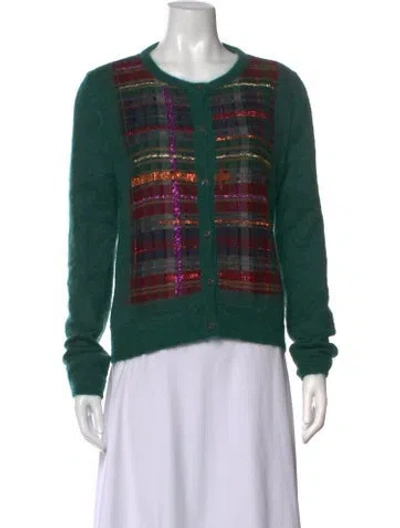 Pre-owned Marco De Vincenzo Plaid Print Crew Neck Sweater In Green