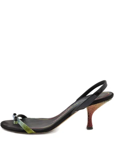 Pre-owned Marco De Vincenzo Rainbow Rhinestone Slingback Sandals
