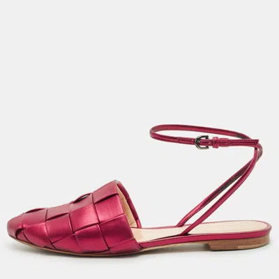 Marco De Vincenzo Red Leather Ankle Strap Flats