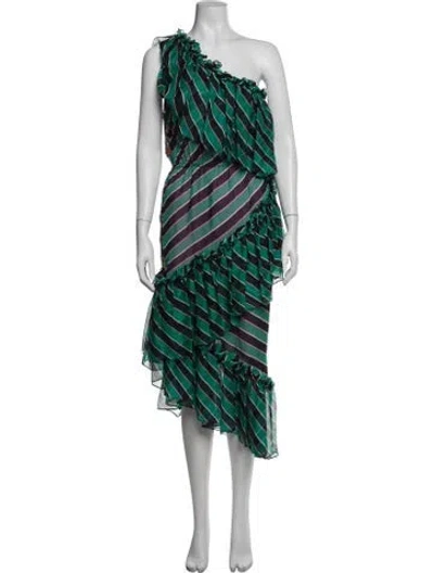 Pre-owned Marco De Vincenzo Silk Midi Length Dress In Green