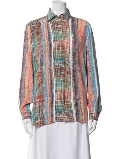 Pre-owned Marco De Vincenzo Silk Striped Top In Multicolor