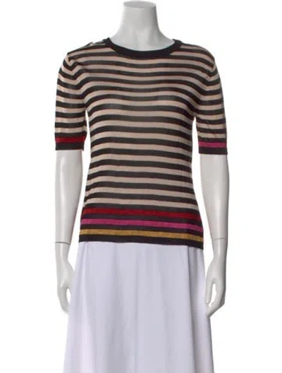 Pre-owned Marco De Vincenzo Striped Crew Neck Top In Neutral