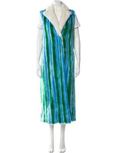 Pre-owned Marco De Vincenzo Striped Faux Fur Coat In Blue