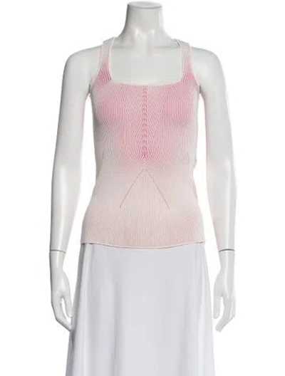 Pre-owned Marco De Vincenzo Striped Square Neckline Top In Pink