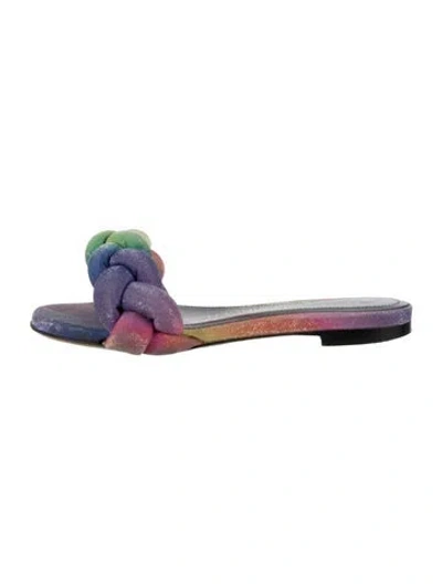 Pre-owned Marco De Vincenzo Tie-dye Print Braided Accents Slides In Purple