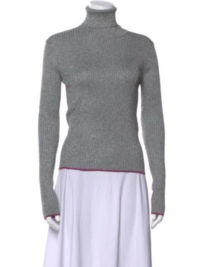Pre-owned Marco De Vincenzo Turtleneck Long Sleeve Top In Gray