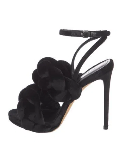 Pre-owned Marco De Vincenzo Velvet Braided Accents Sandals In Black/blue