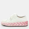 Marco De Vincenzo White/pink Leather And Velvet Rope Sneakers In White