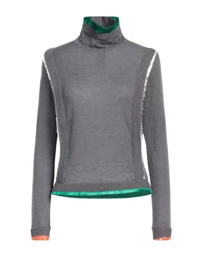 Marco De Vincenzo Woman Turtleneck Grey Size 4 Mohair Wool, Polyamide, Wool, Acetate, Cotton