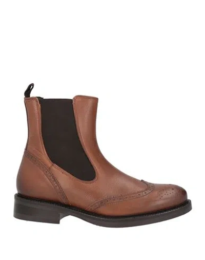 Marco Ferretti Woman Ankle Boots Tan Size 8 Leather In Brown