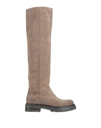 Marco Ferretti Woman Boot Khaki Size 7 Leather In Beige