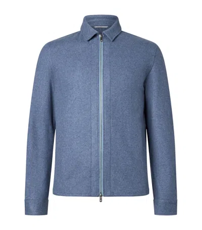 Marco Pescarolo Cashmere 2-way Zip Jacket In Blue