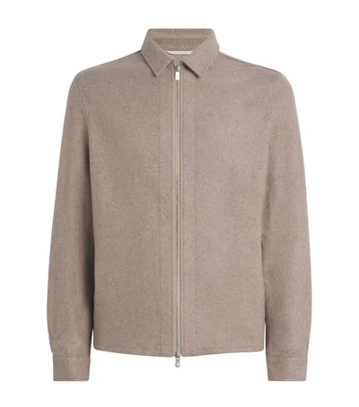 Marco Pescarolo Cashmere 2-way Zip Jacket In Neutral