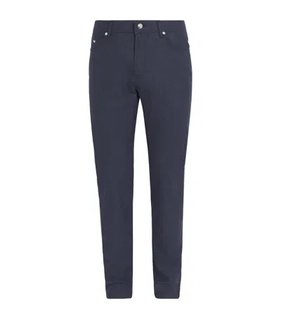 Marco Pescarolo Cashmere Check Trousers In Blue