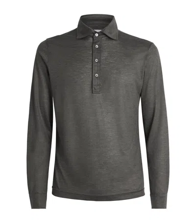 Marco Pescarolo Cashmere Long-sleeve Polo Shirt In Gray