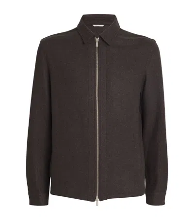 Marco Pescarolo Cashmere Zip-up Shirt In Brown