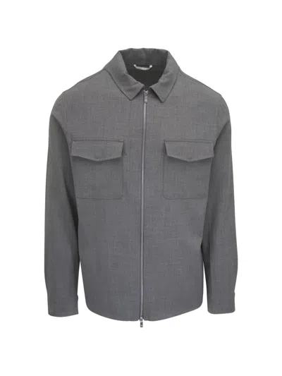 Marco Pescarolo Crepe-texture Zip-up Jacket In Gray