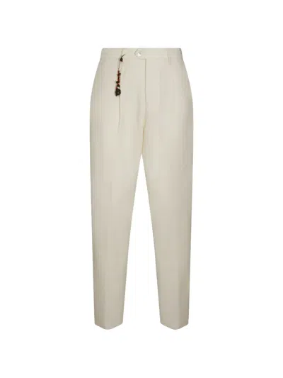 Marco Pescarolo Herringbone-pattern Pleated Trousers In Neutral