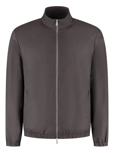 Marco Pescarolo High-neck Zip-front Jacket In Brown