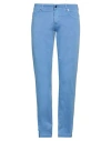 Marco Pescarolo Man Pants Azure Size 35 Cotton, Silk, Elastane In Blue