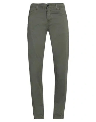 Marco Pescarolo Man Pants Military Green Size 29 Cotton, Silk, Elastane In Green