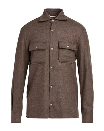 Marco Pescarolo Man Shirt Taupe Size 38 Virgin Wool, Cashmere, Elastane In Brown