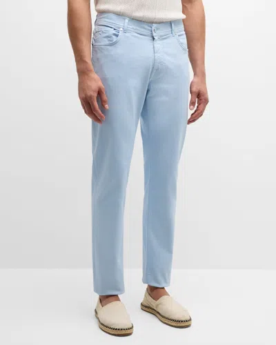 Marco Pescarolo Men's Cotton-silk Stretch Bull Denim Trousers In Sky Blue