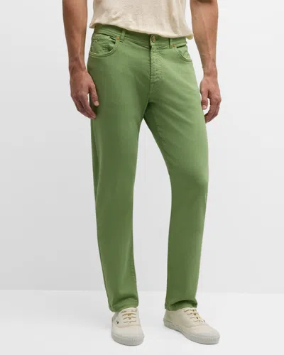 Marco Pescarolo Men's Vintage Dyed Cotton-silk Denim Pants In Green