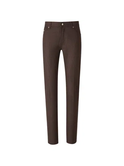 Marco Pescarolo Nerano Logo-plaque Slim-fit Jeans In Brown