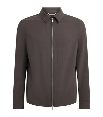Marco Pescarolo Stretch-wool Avi Shacket In Brown