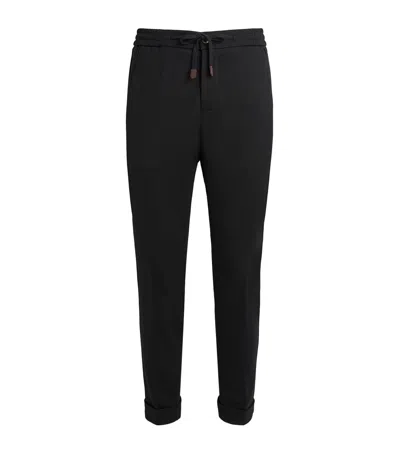 Marco Pescarolo Virgin Wool-blend Drawstring Trousers In Black